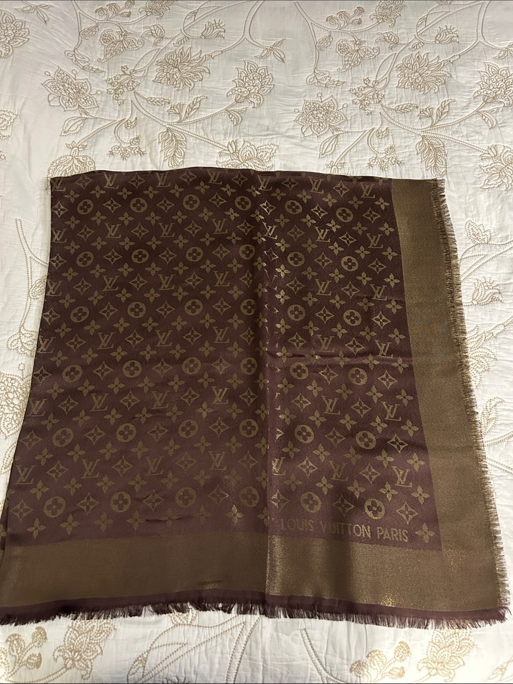 Louis Vuitton new without tags wool and Silk Brown Monogram Long Scarf - Picture 2 of 11